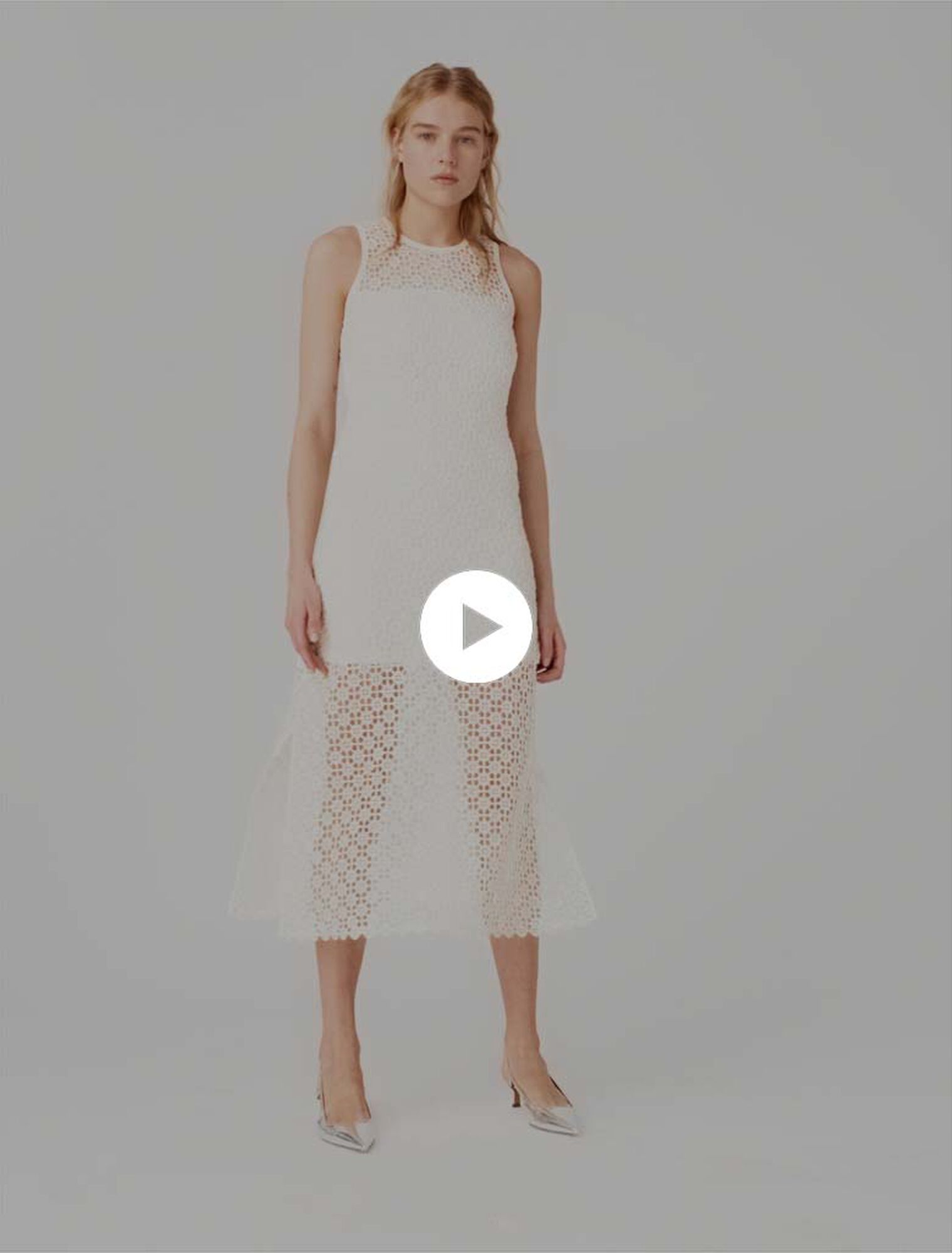 Vestido largo de ganchillo y strass