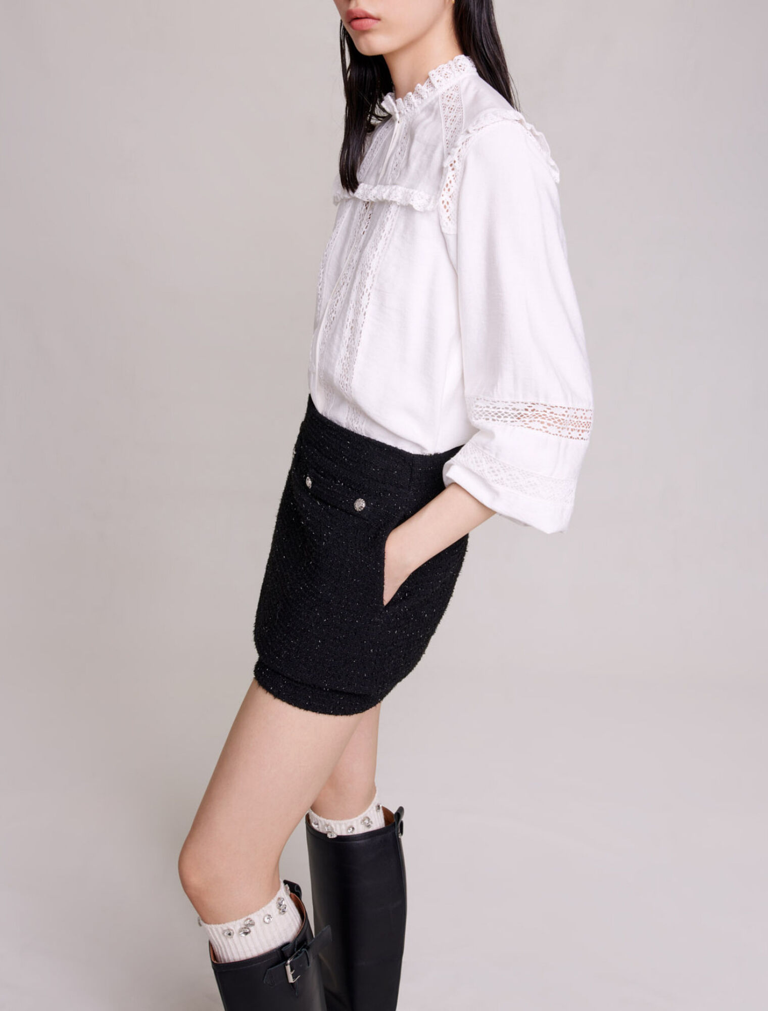 Pantalón corto de tweed