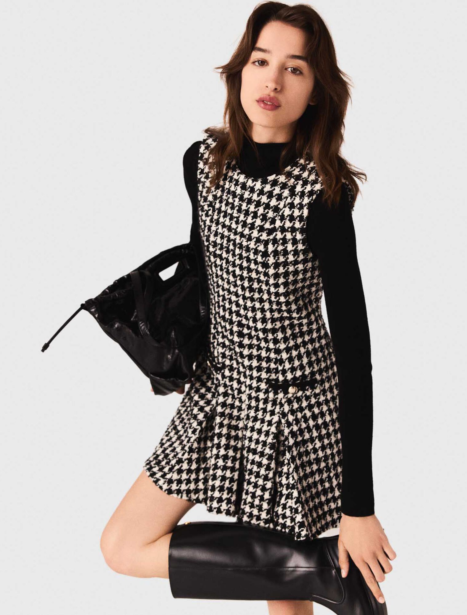 Vestido de tweed acampanado