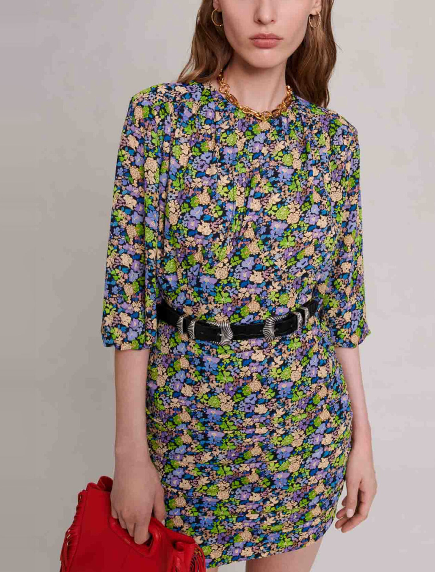 Vestido corto con estampado floral