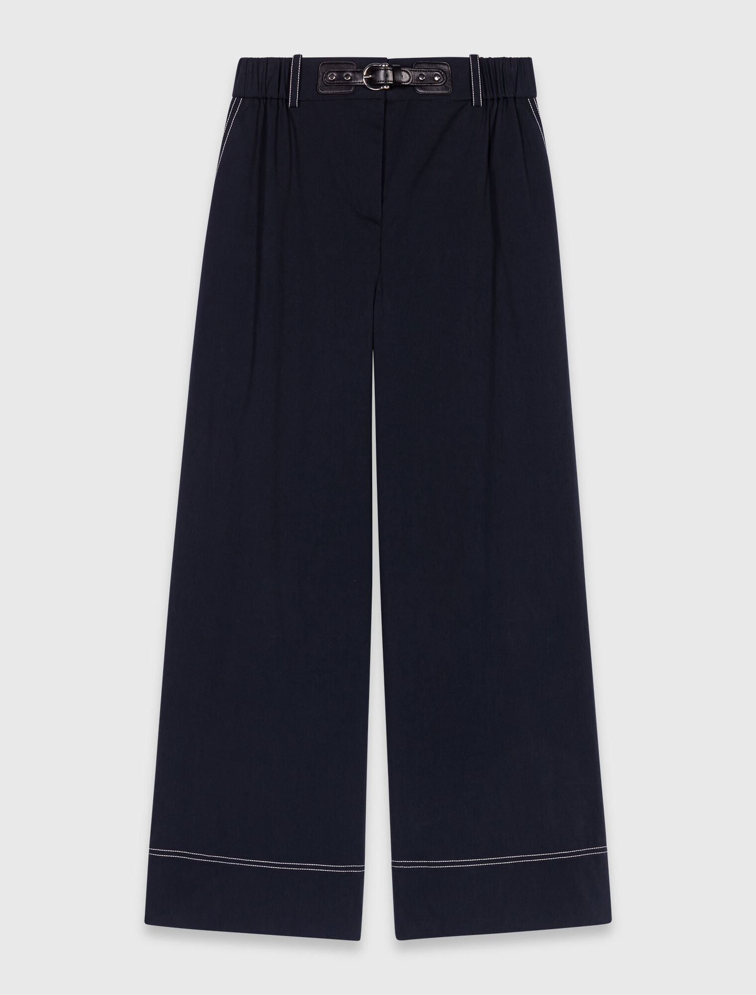 Pantalón algodón con cinturón cuero