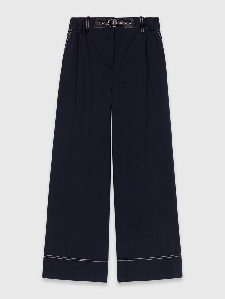 Pantalón algodón con cinturón cuero