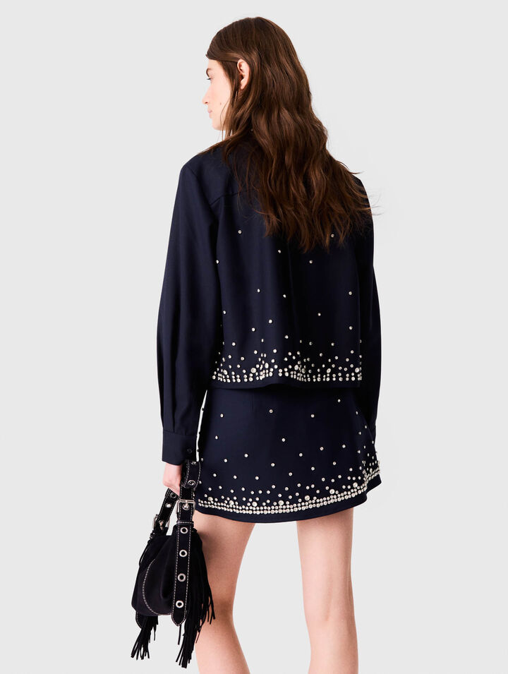Camisa corta bordada con strass