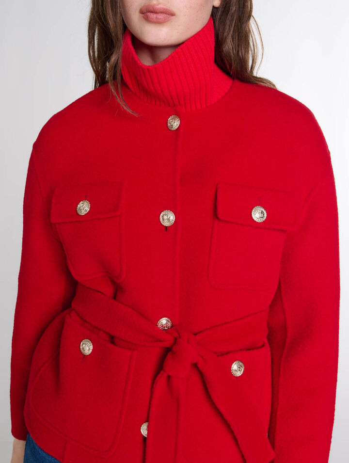 Chaqueta reversible con cintur&oacute;n