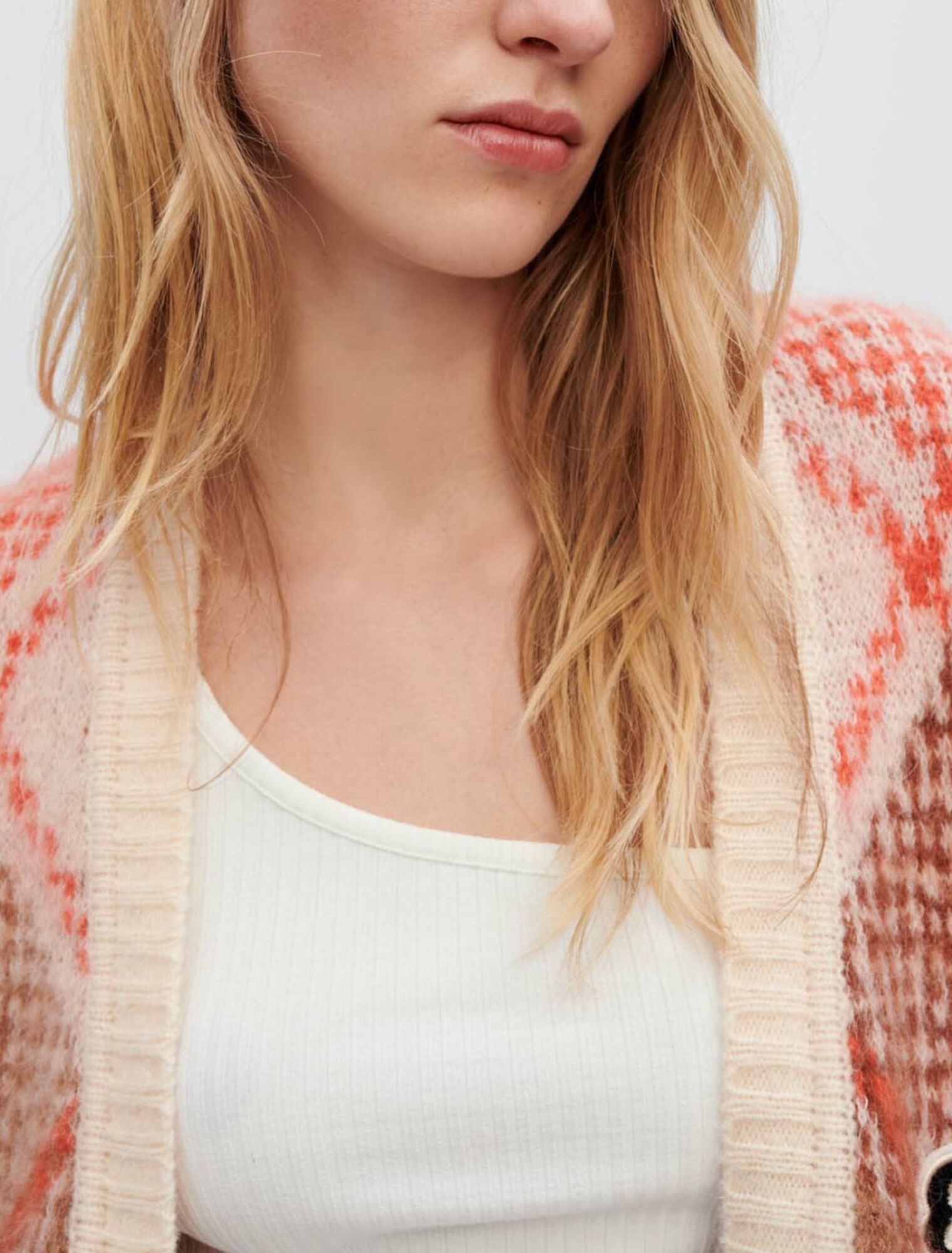 Chaqueta de punto jacquard con rombos