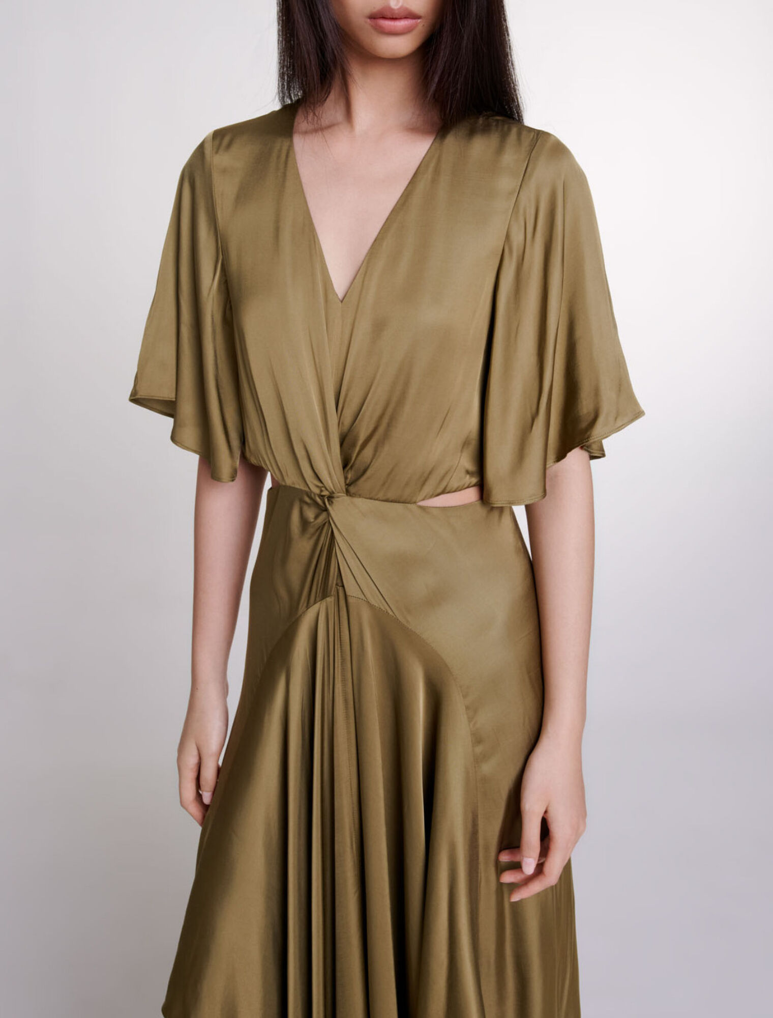 Vestido largo de satén calado