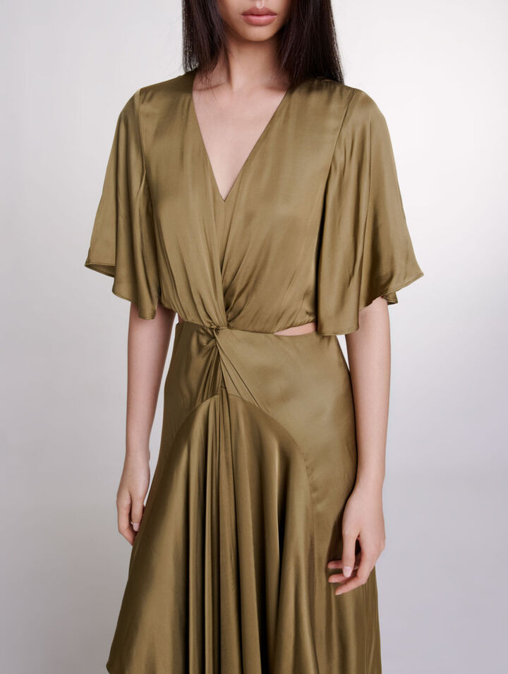 Vestido largo de satén calado