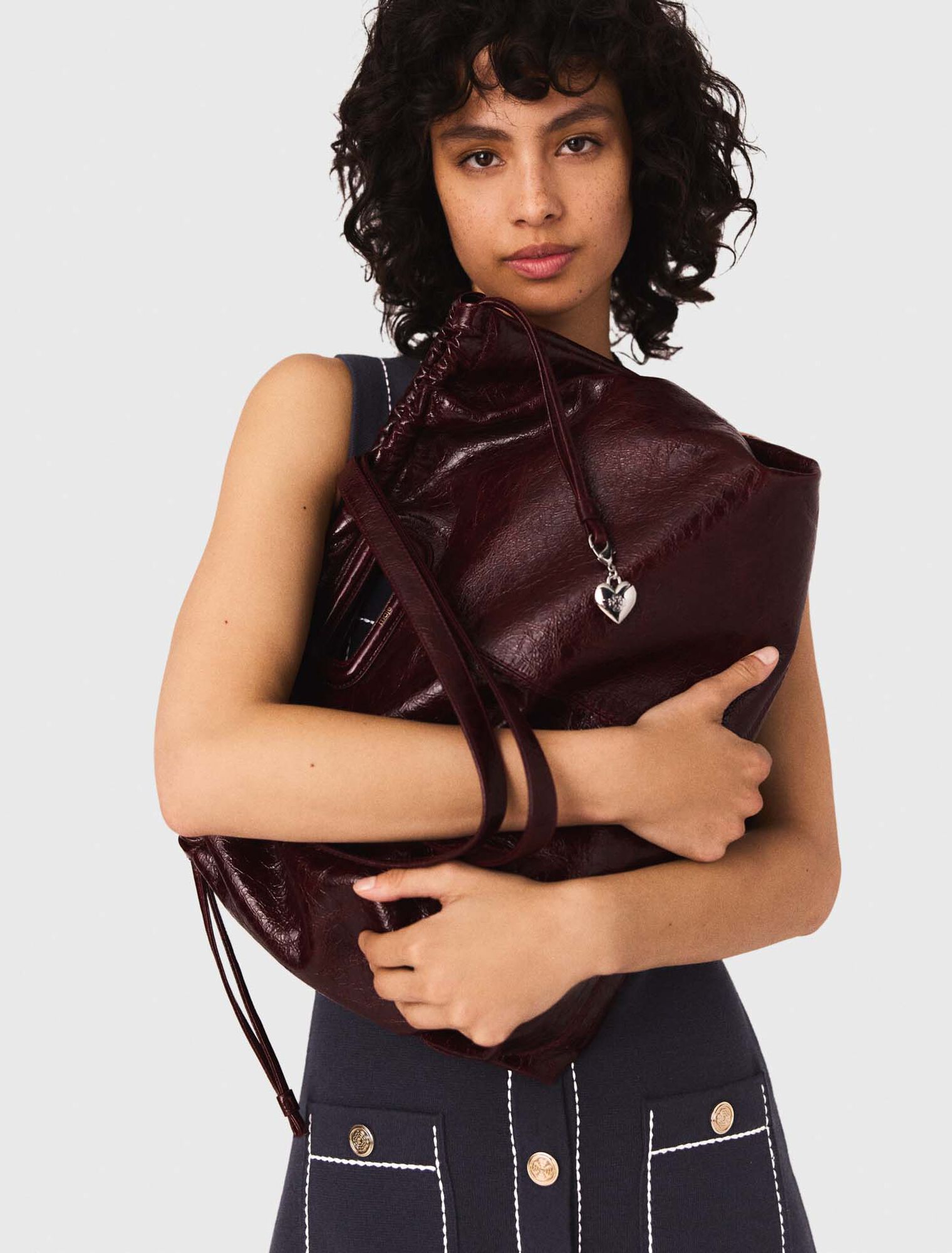Bolso M Tote de cuero craquelado