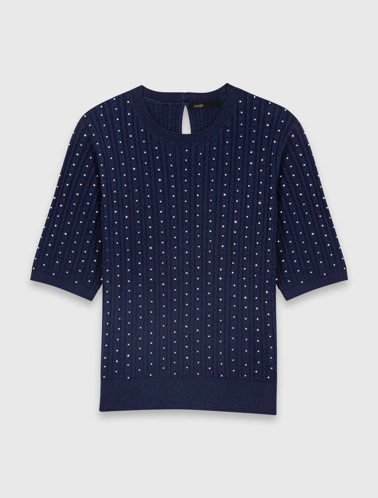 Jersey con strass y cuello redondo