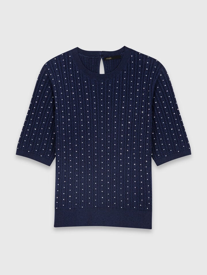 Jersey con strass y cuello redondo