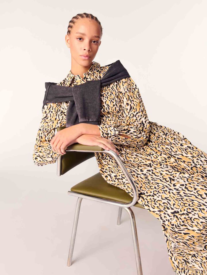 Vestido midi estampado de leopardo