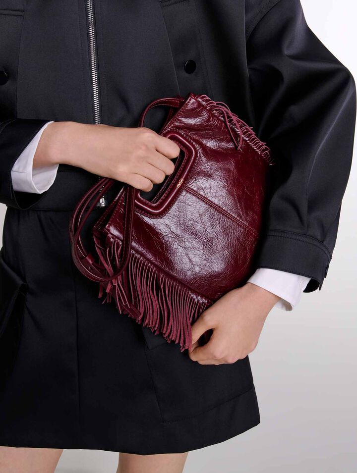 Bolso M de cuero agrietado