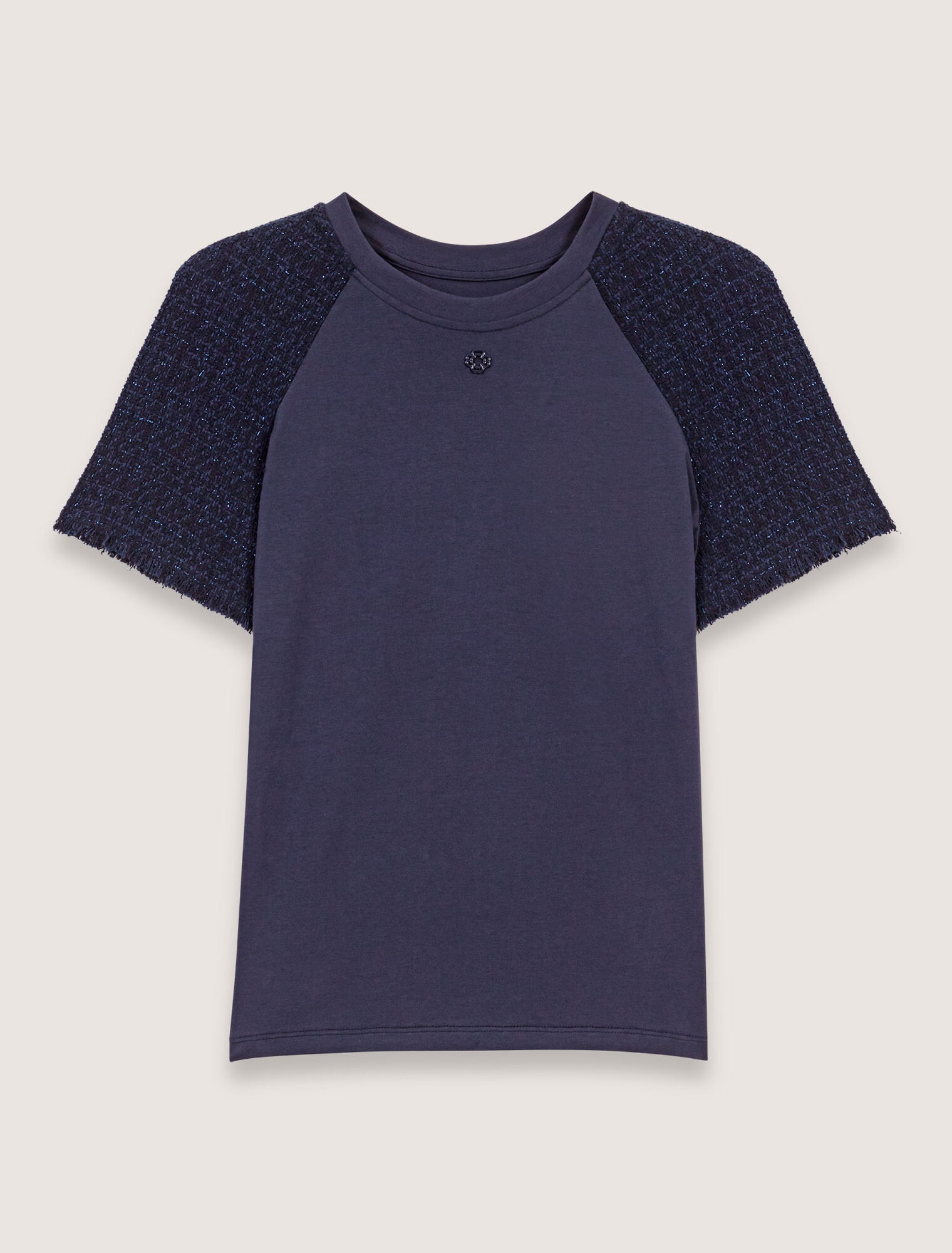 Camiseta con mangas de tweed