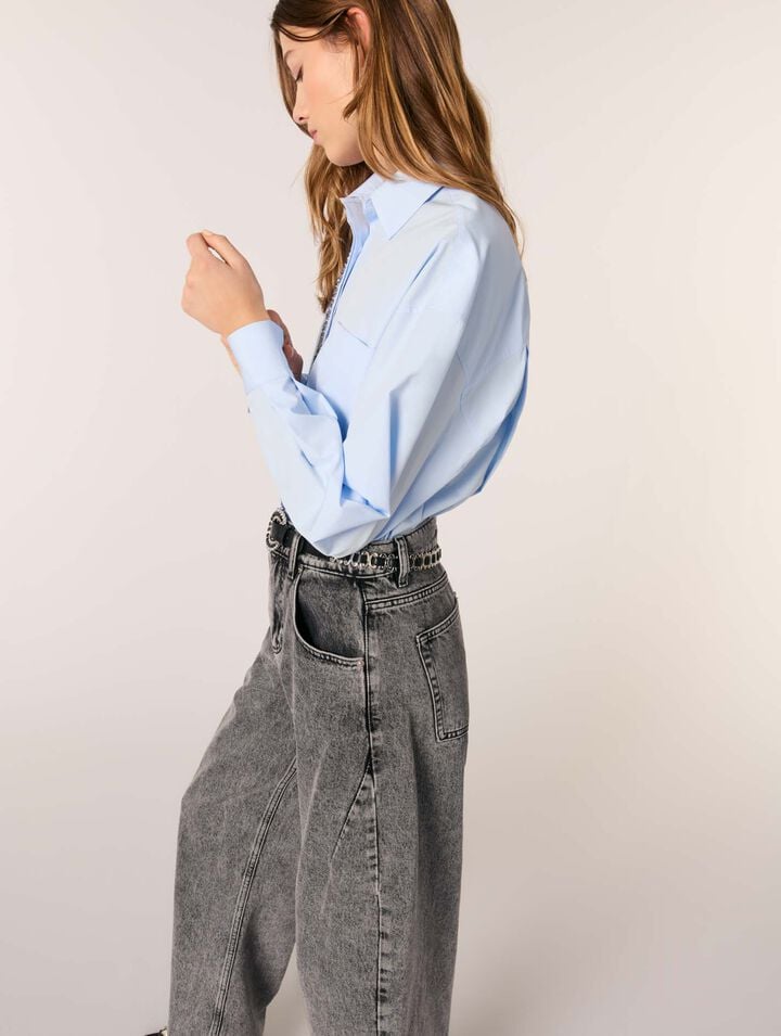 Camisa de popelina con estrás