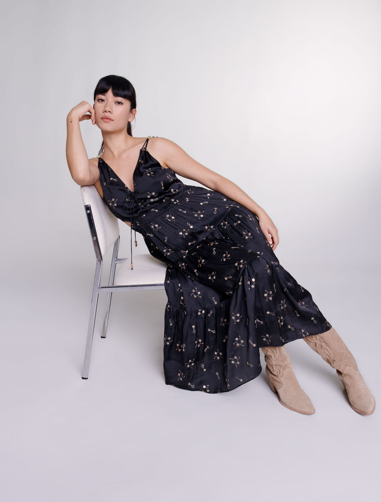 Vestido largo con lentejuelas
