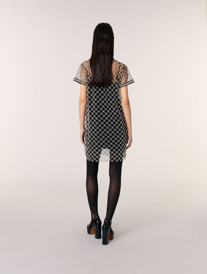 Vestido corto de tul bordado