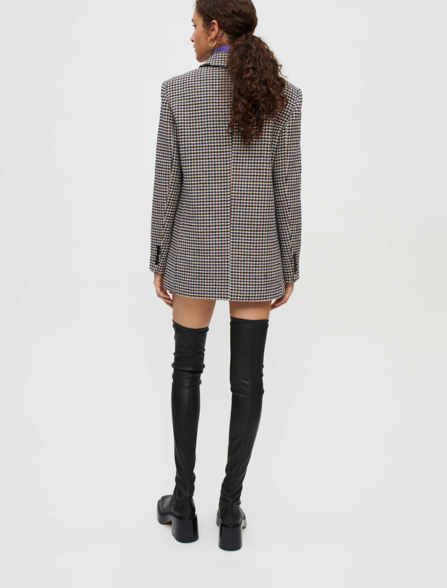 Chaqueta de pata de gallo ancha y gruesa