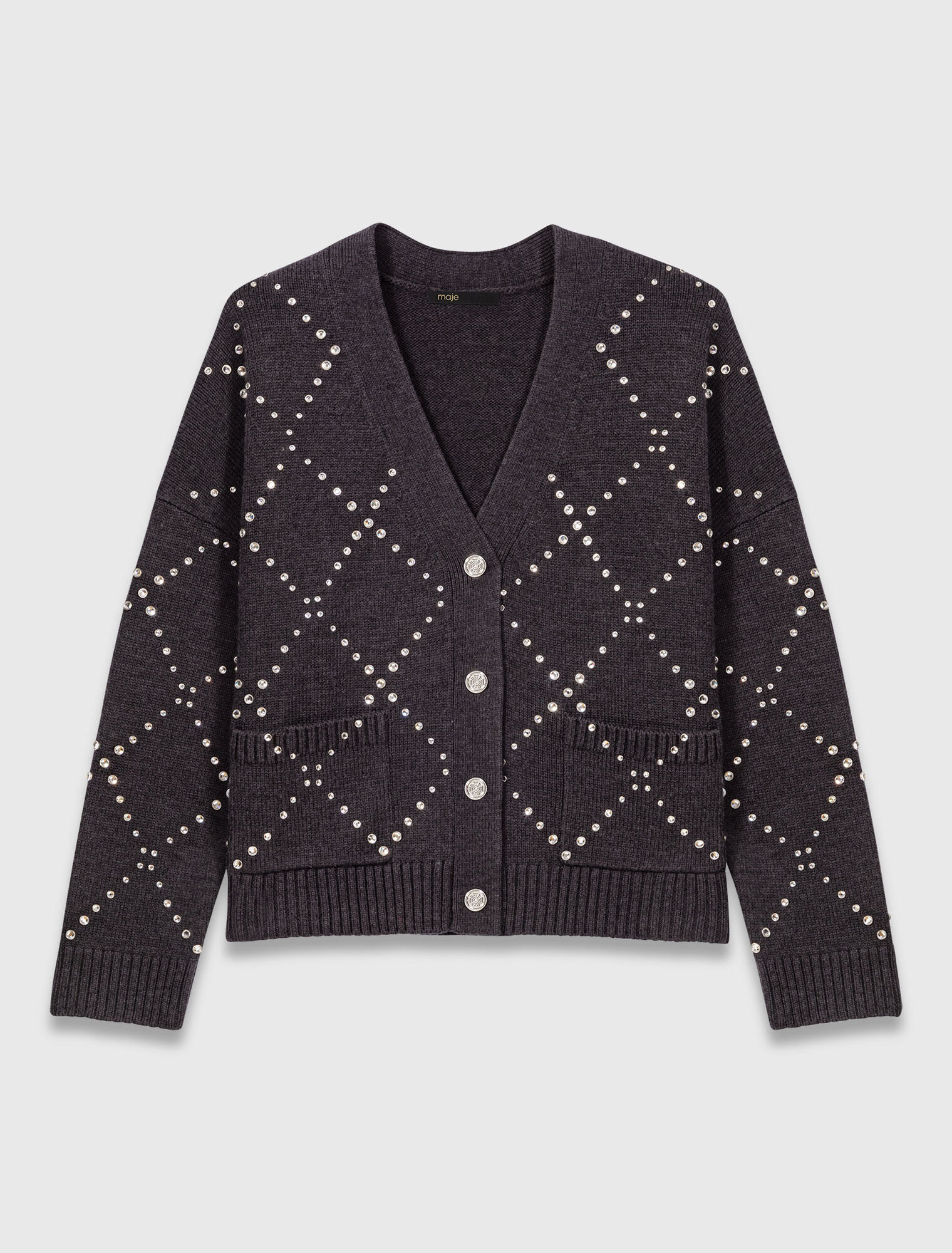 Cárdigan de cuadros con strass