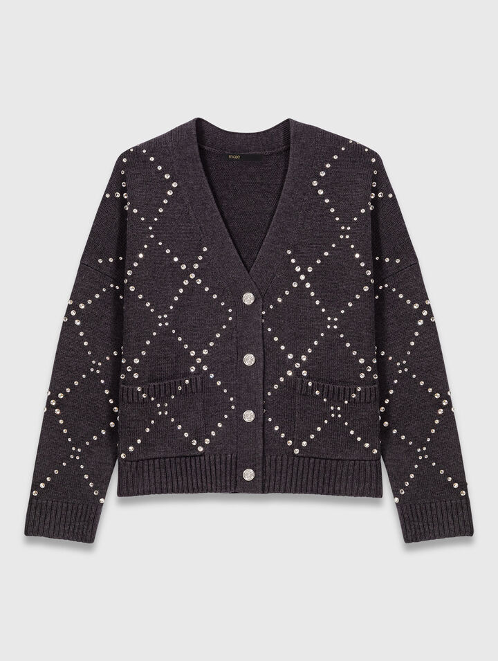 Cárdigan de cuadros con strass