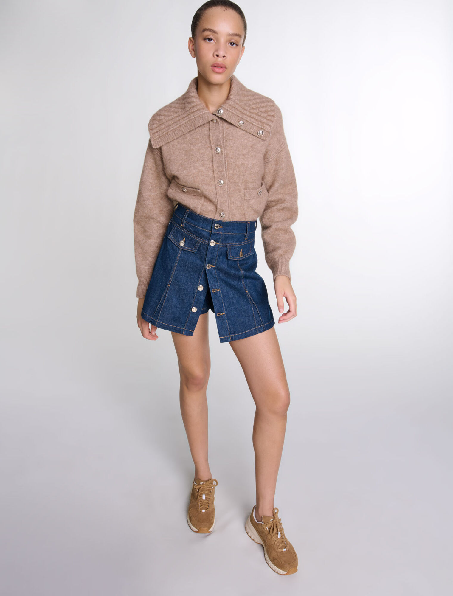 Pantalón corto trampantojo denim