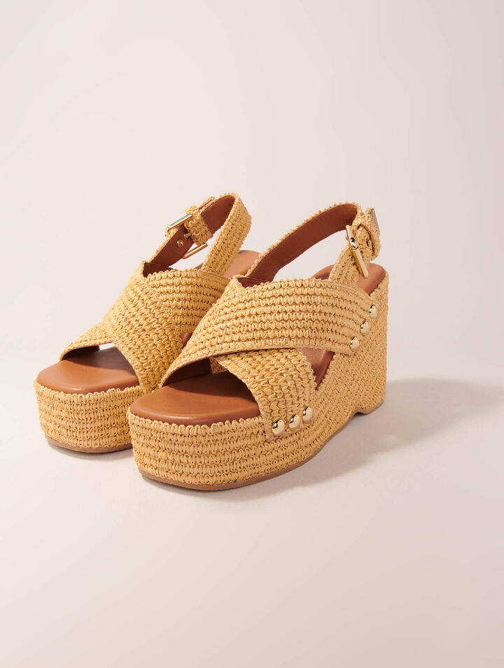 Sandalias de cuña efecto rafia