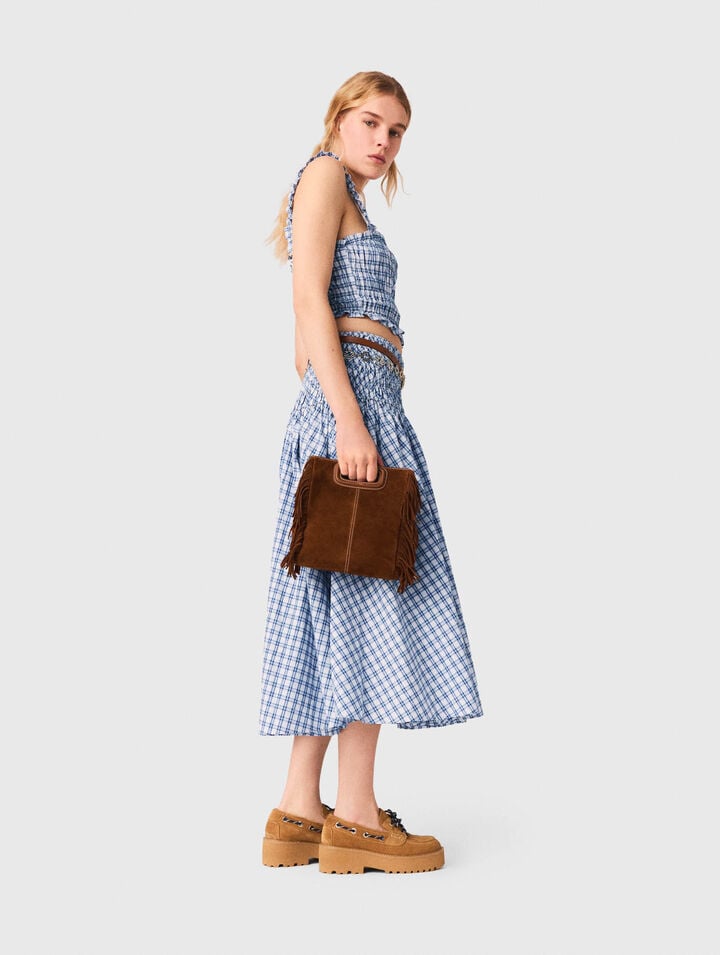 Top fruncido de algod&oacute;n con strass