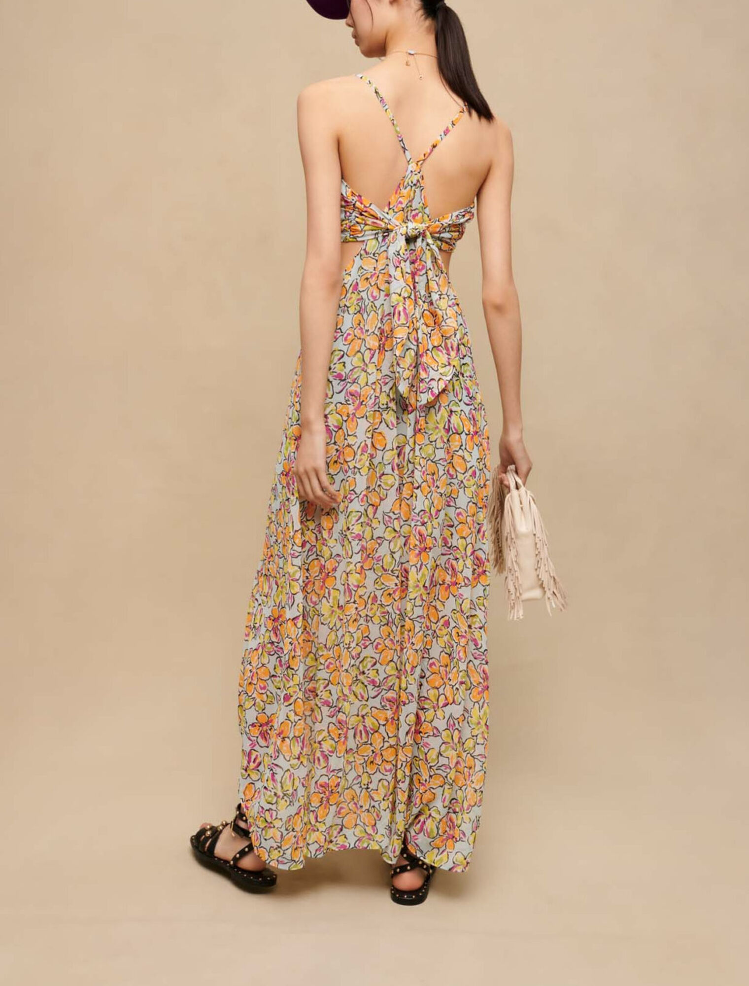 Maxi vestido recortado floral