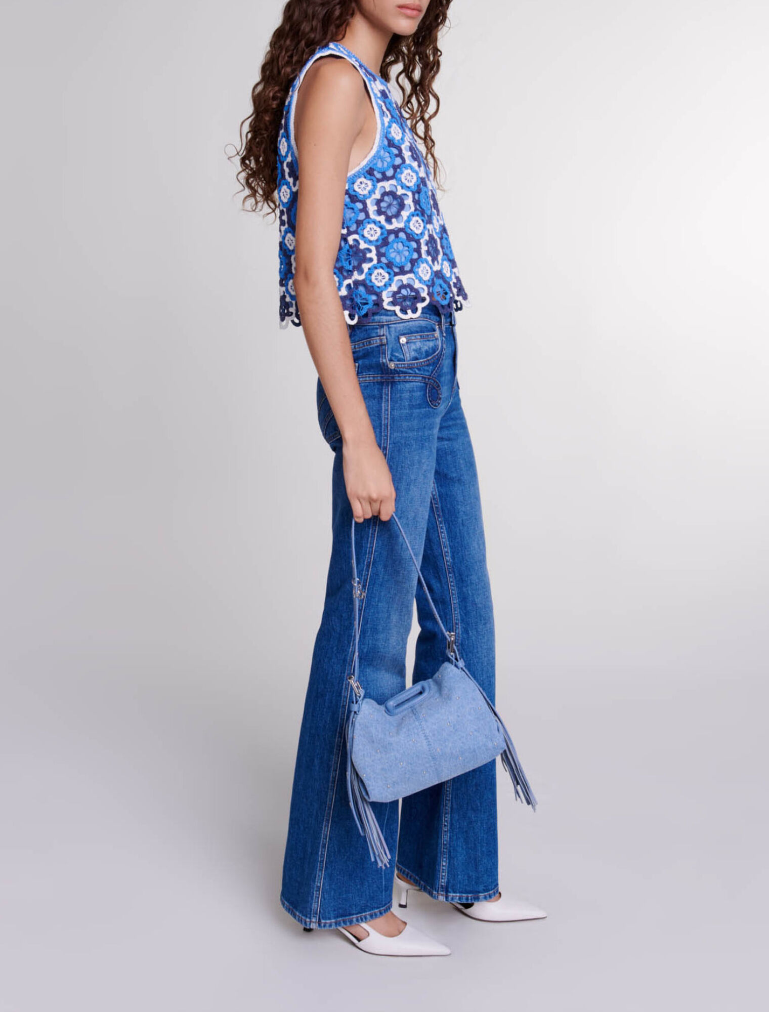 Top tricolor de ganchillo