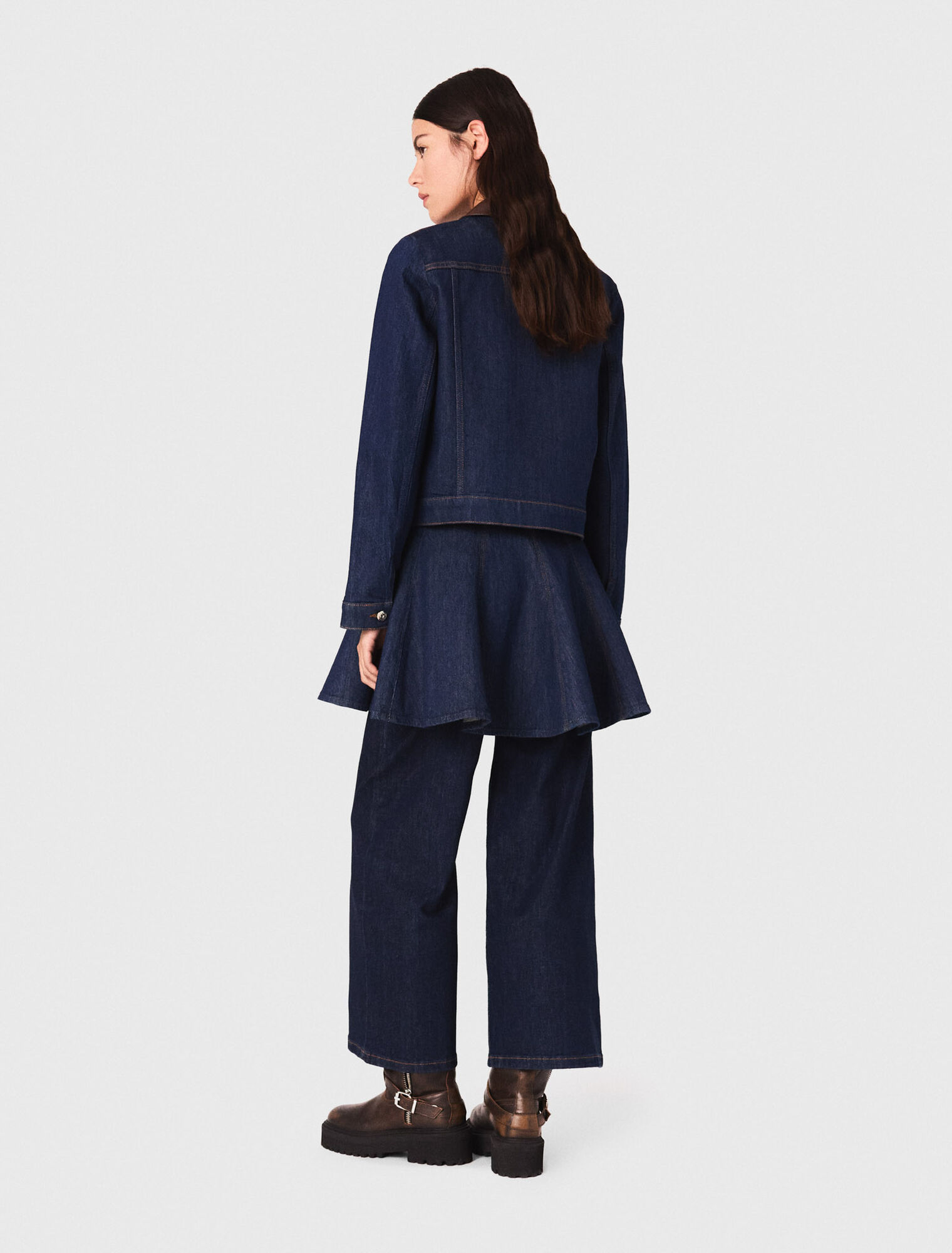 Chaqueta de denim y cuello de piel