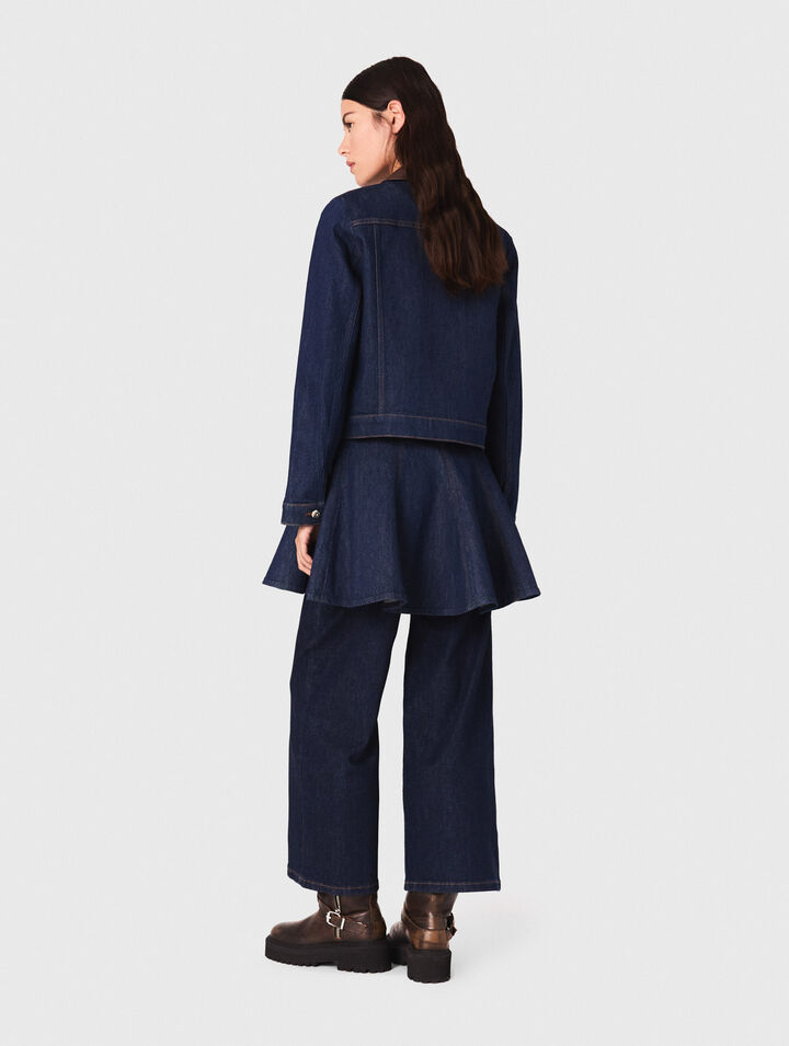 Chaqueta de denim y cuello de piel