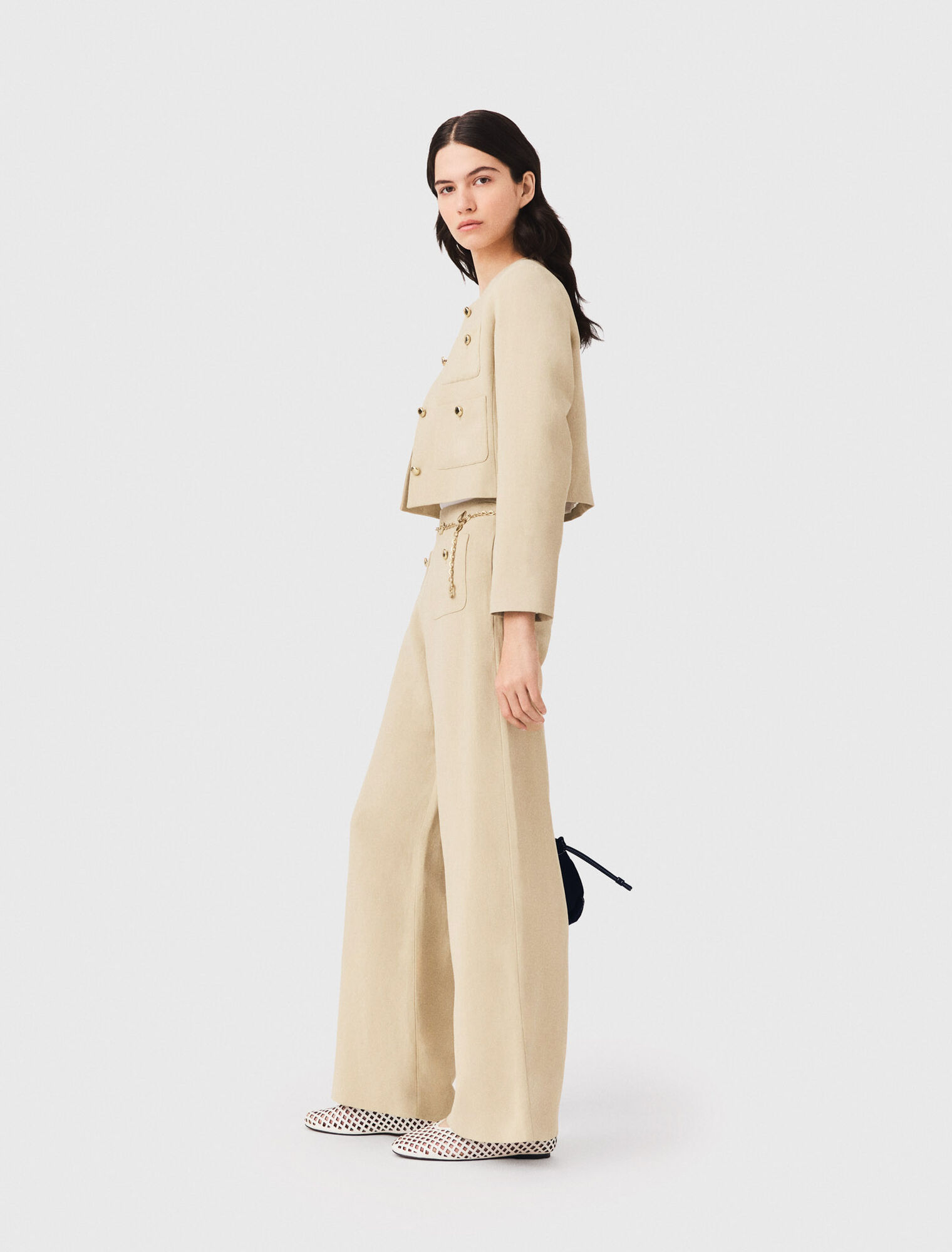 Pantal&oacute;n de traje de lino mezcla