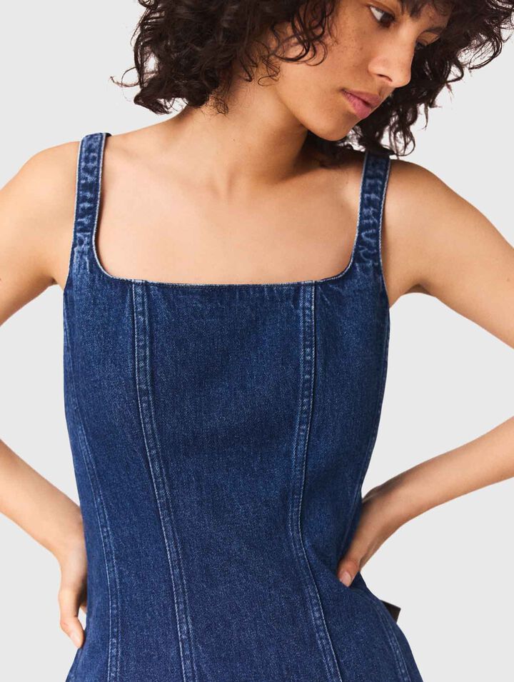 Vestido babydoll corto de denim