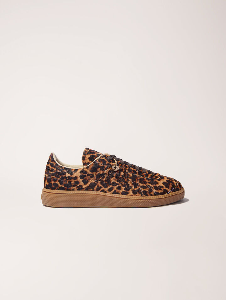 Zapatillas de piel con efecto leopardo
