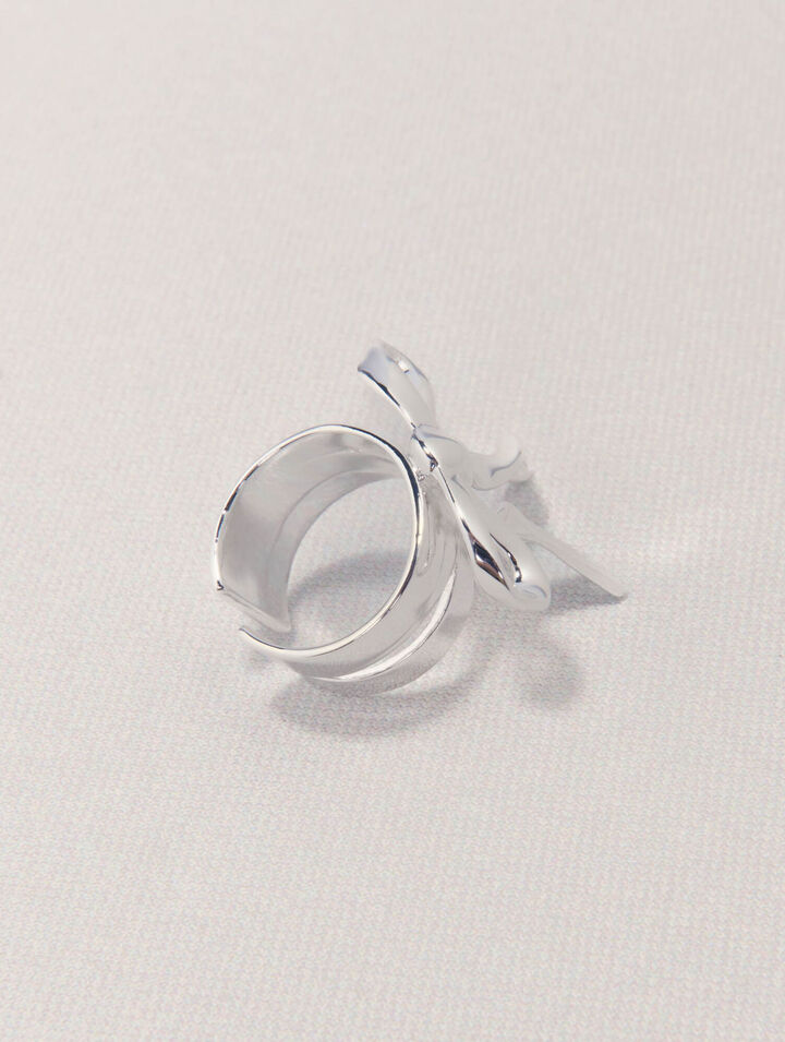 Anillo abierto nudo plateado