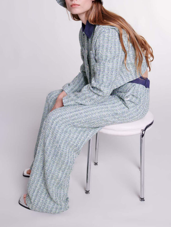 Pantalón ancho de tweed