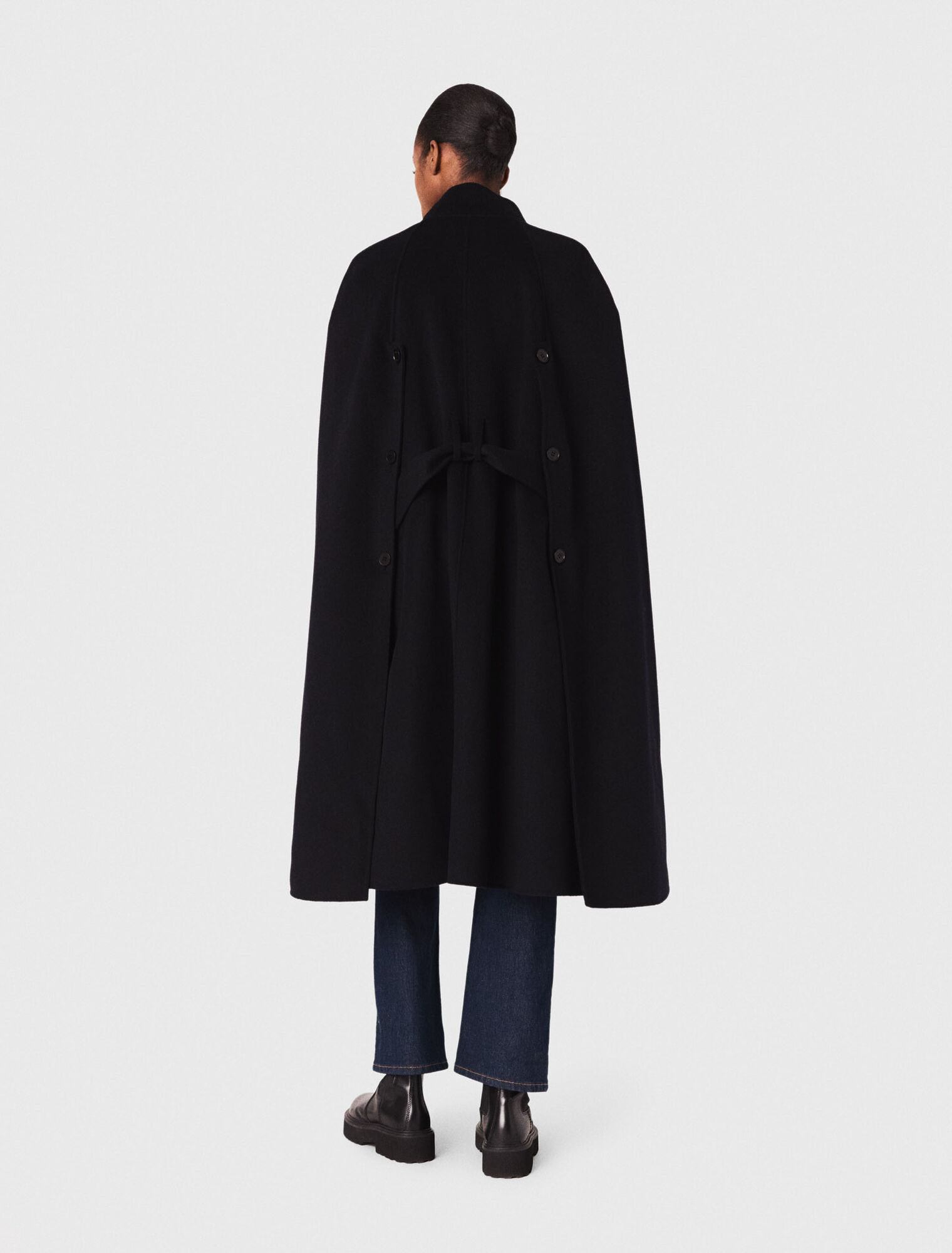 Abrigo largo reversible con capa