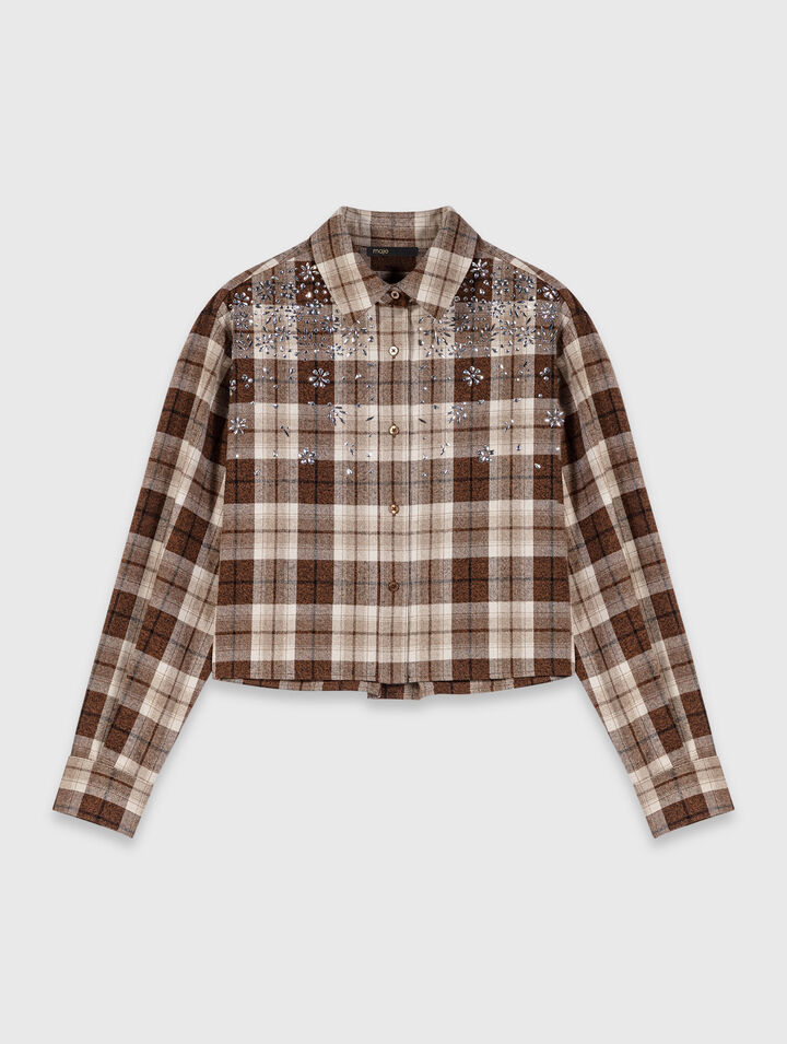 Camisa de cuadros con pedrería