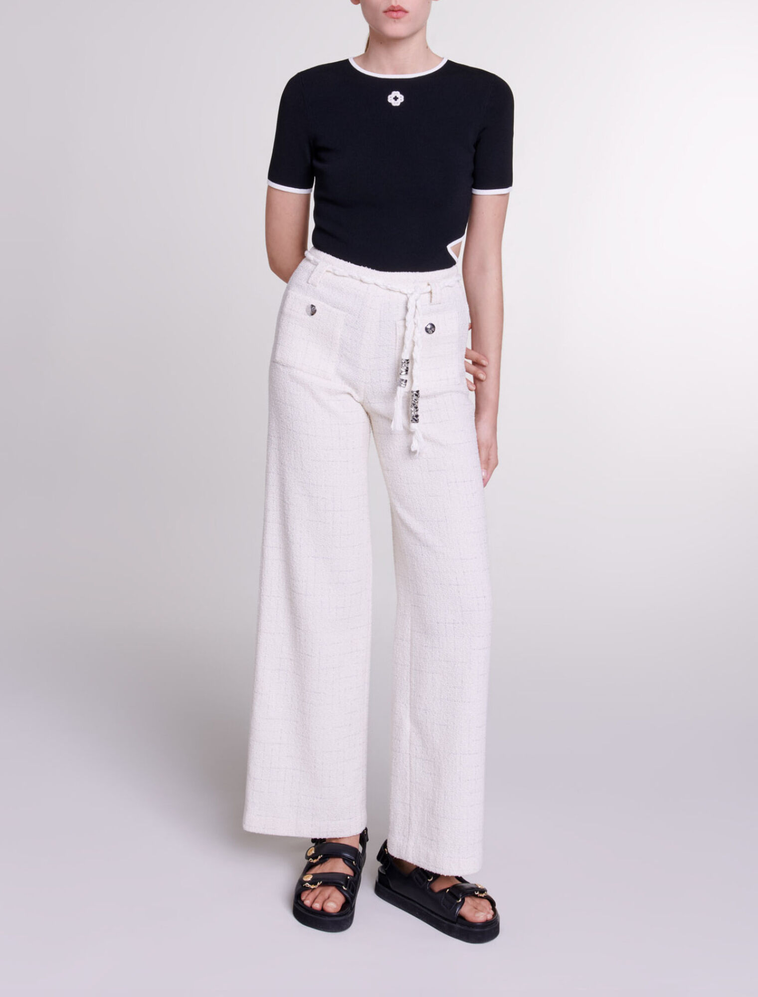 Pantalón tweed de hilos metalizados