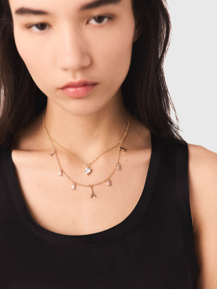 Collar doble con charms de strass