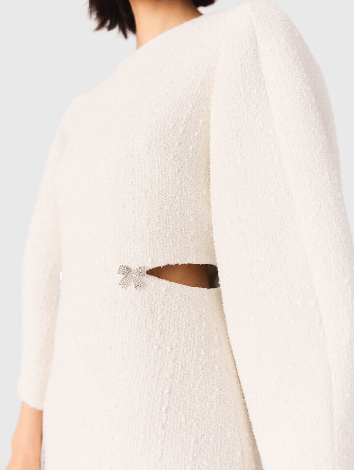 Vestido corto tweed manga balón