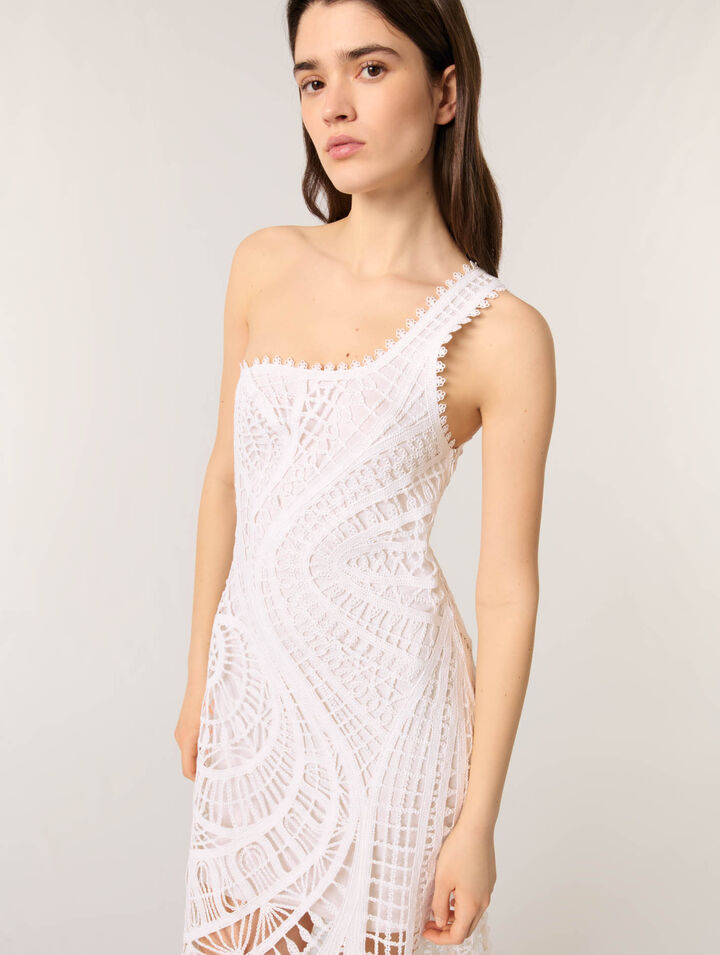 Vestido largo asimétrico de ganchillo
