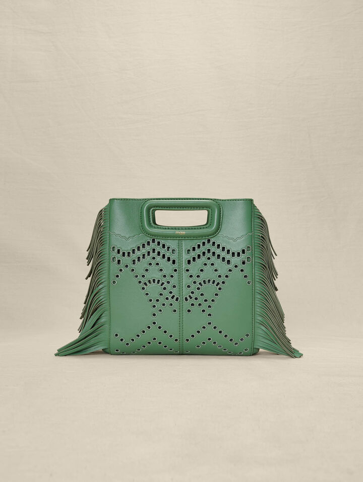 Bolso M con flecos de piel perforada