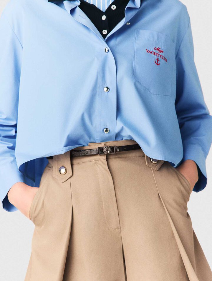 Short de algod&oacute;n con pliegues