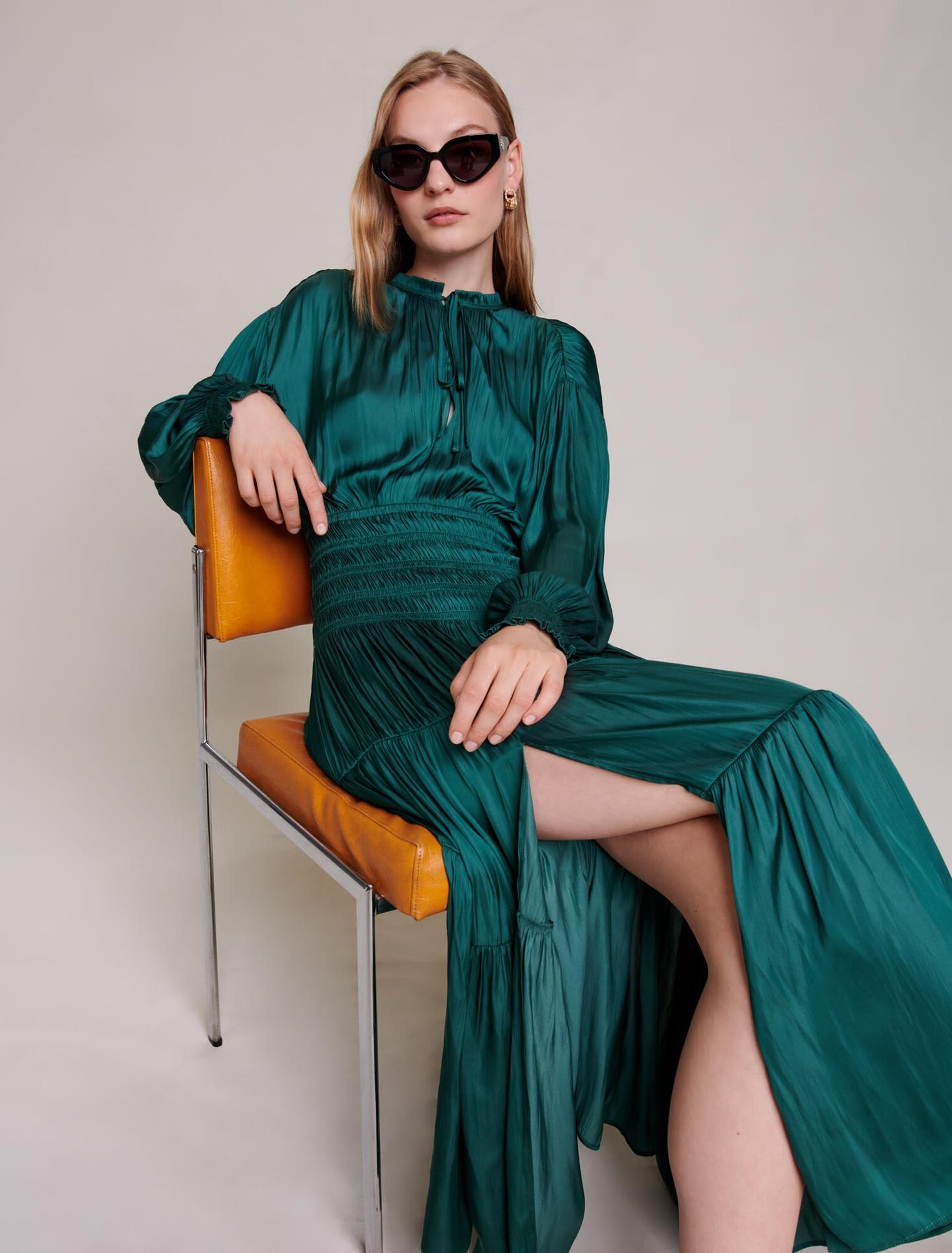 Vestido largo satinado