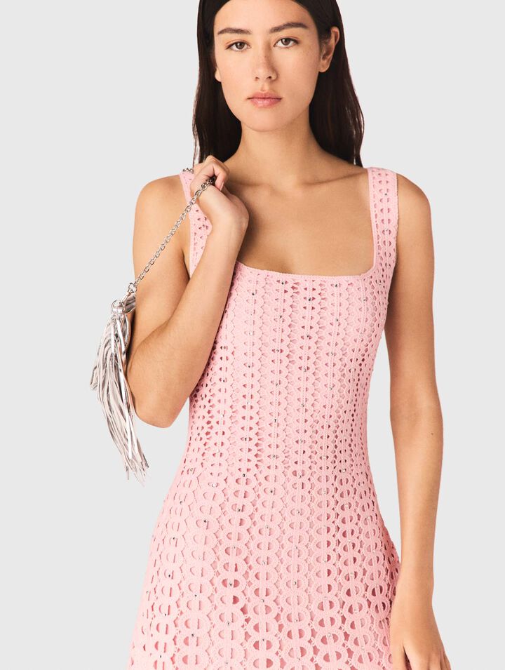 Vestido midi ganchillo con strass