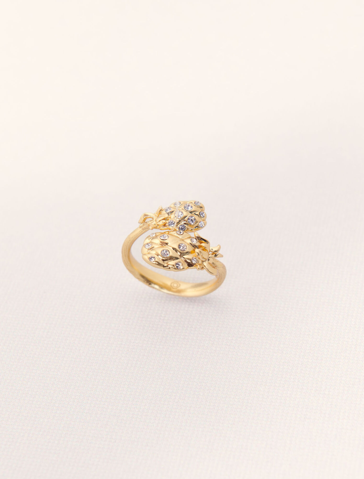 Anillo doble piña con strass