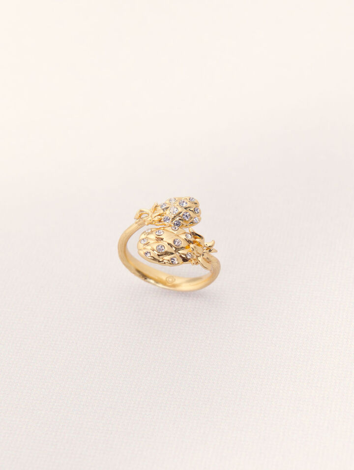Anillo doble piña con strass