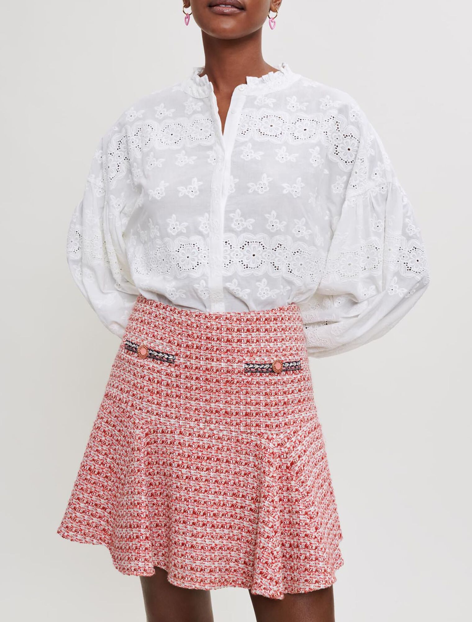 Falda de tweed con trenzas étnicas