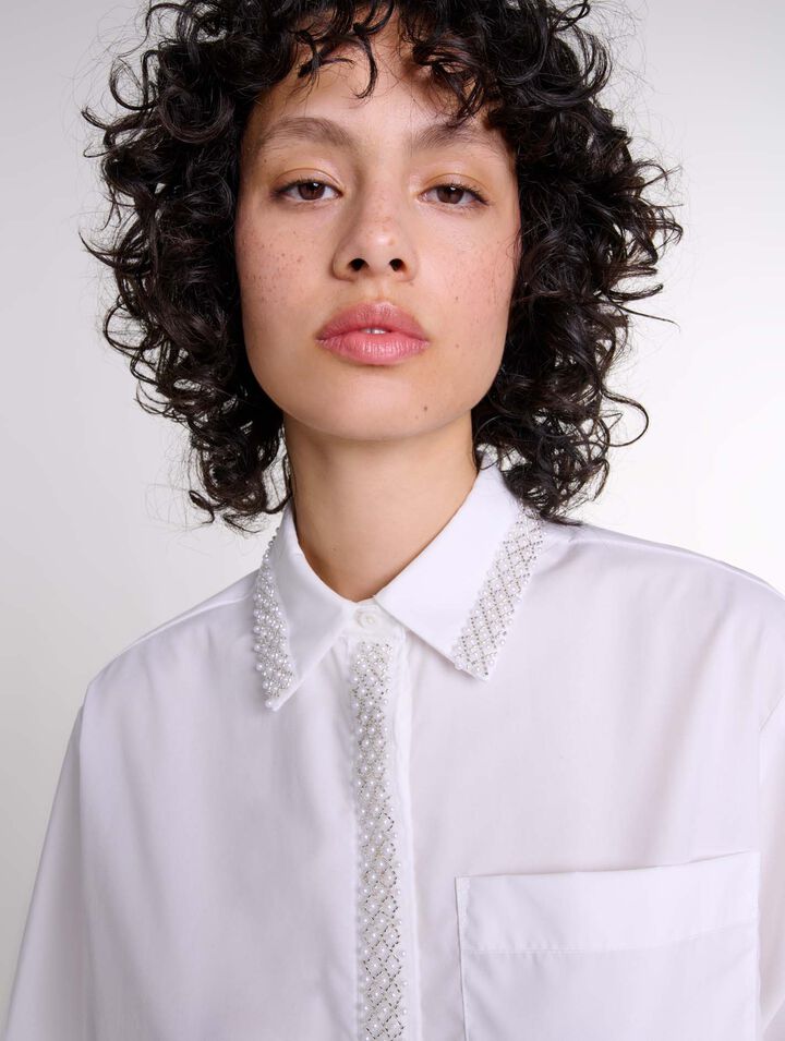 Camisa corta con perlas