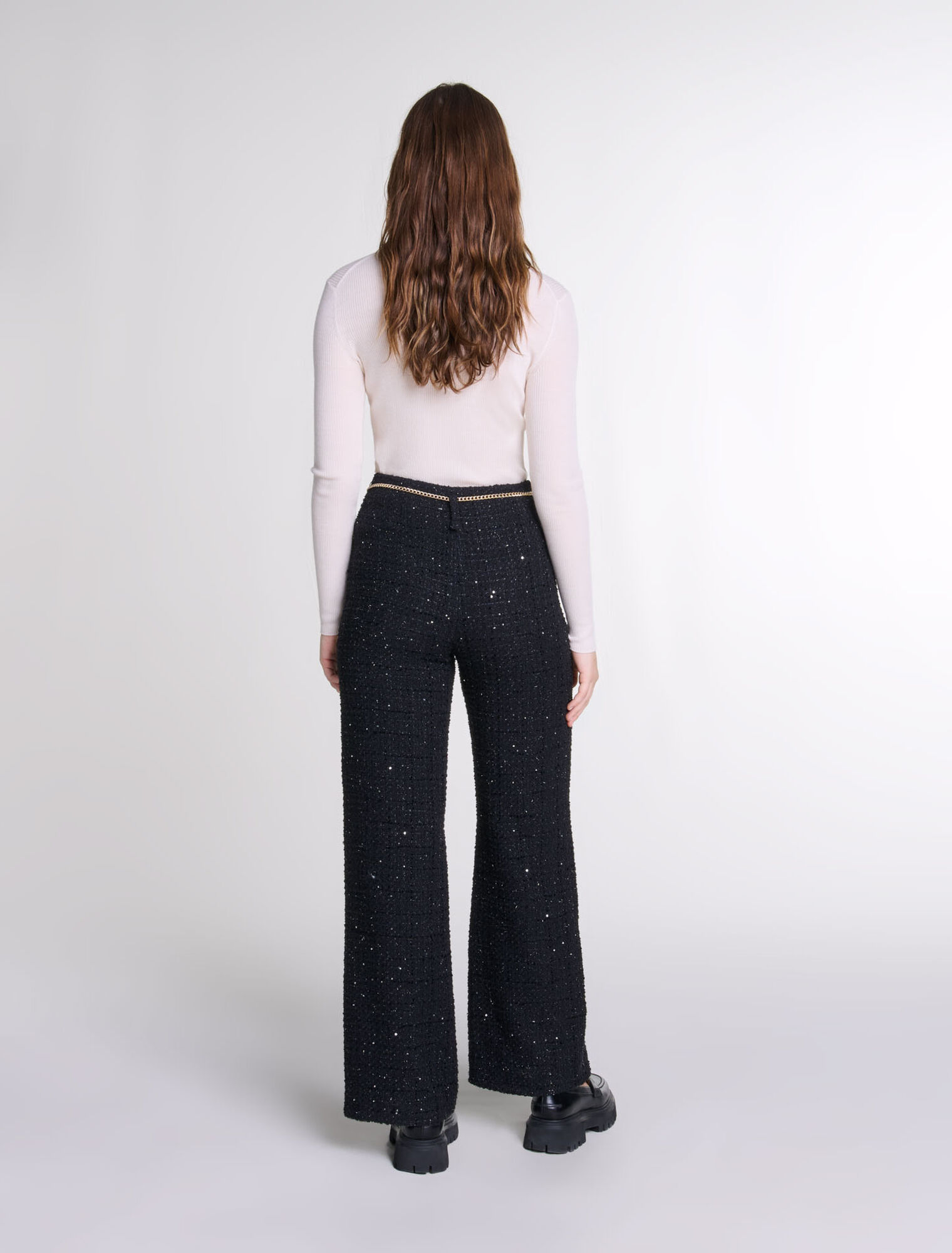 Pantalón de tweed lentejuelas